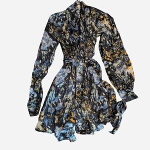 Rachel Zoe Oil Paint Blue Shirt Dress Size 0